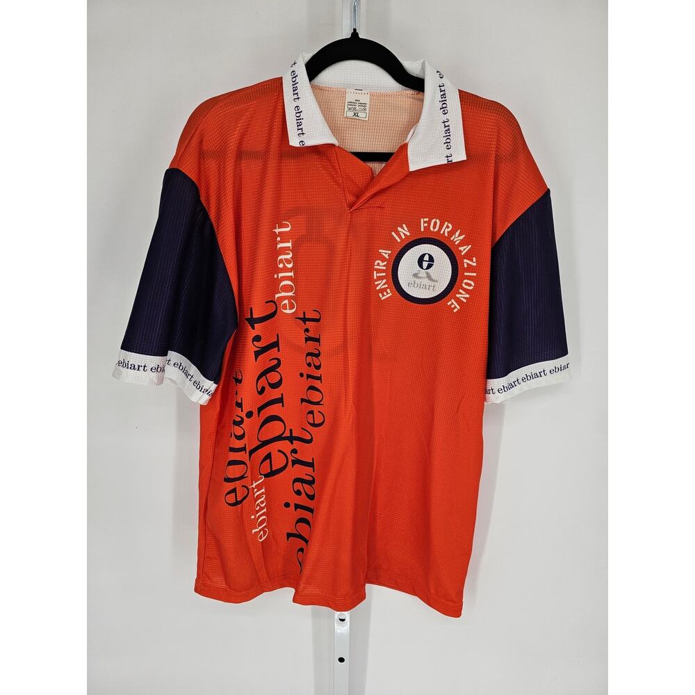 Vintage 1990s Mens Sz XL Collared Soccer Futbol Jersey #10 Orange Ebiart